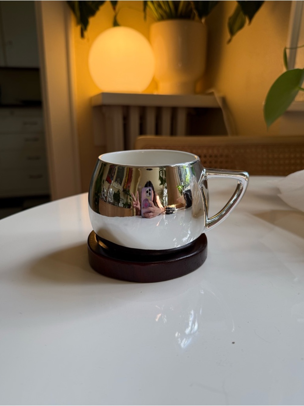 NWOT 2013 Chrome Starbucks Mug and Base